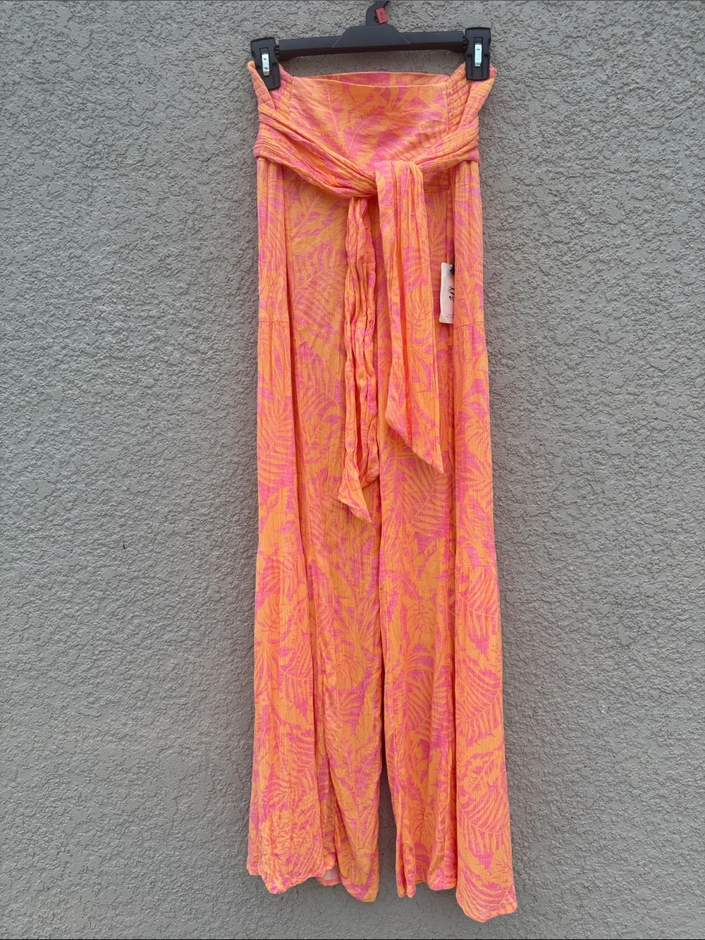 Sincerely Jules Pink & Orange Wide-Leg Palm Print Jumpsuit Pant